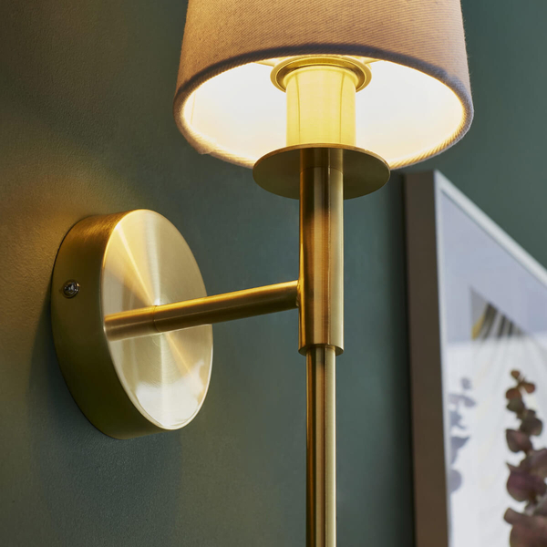 Abażurowy kinkiet ścienny L&-192955 Light& do salonu biały złoty