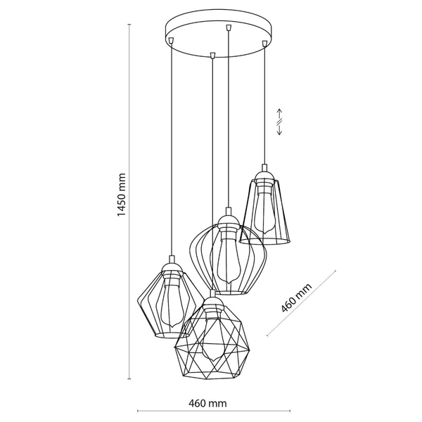 Wisząca lampa wielopunktowa Galaxy 1643 TK Lighting czarna miedziana