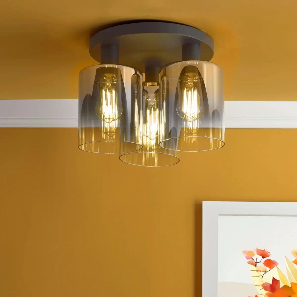 Industrialna sufitowa lampa Savannah SAV5322 szklane tubki czarne