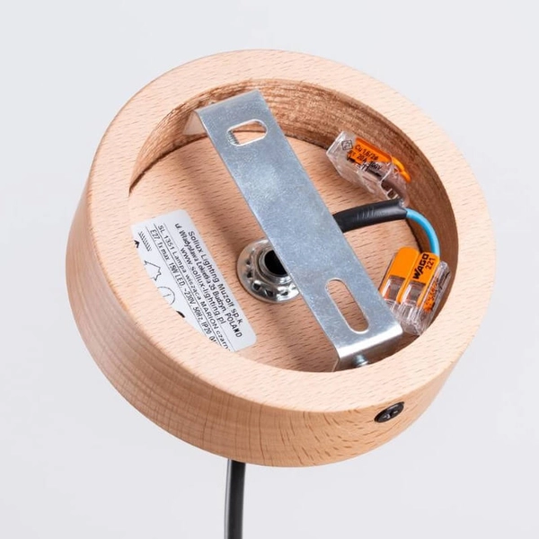 Wisząca lampa do salonu Marion SL.1351 półokrągła drewniana czarna