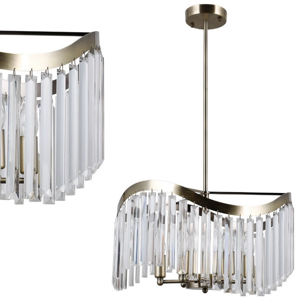 Glamour LAMPA wisząca SABRIGA PND-44544-6 Italux kryształowa OPRAWA okrągły ZWIS crystals brąz antyczny