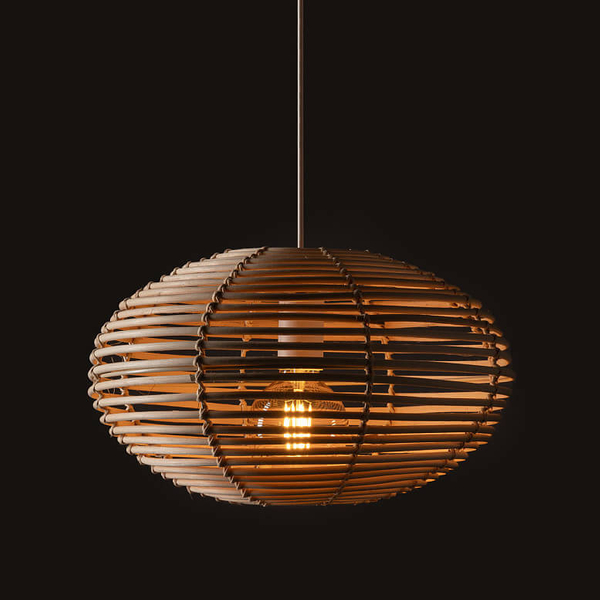 Lampa wisząca Rattan 11153 klatka cage japandi drewniana metalowa biała