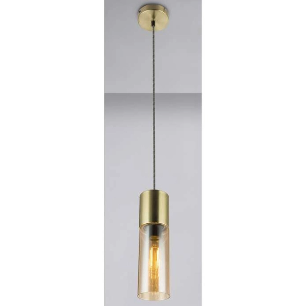LAMPA wisząca ANNIKA 21000HM Globo szklana OPRAWA loftowy ZWIS tuba mosiężna bursztynowa