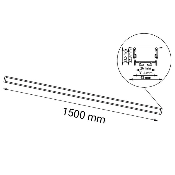 Sufitowa lampa liniowa Hiate 1832 Shilo LED 24W 3000K do kuchni pręt czarna