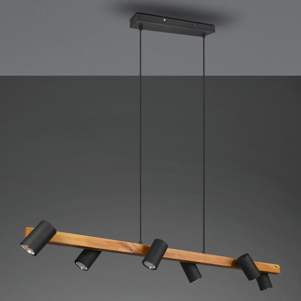 Zwieszana lampa na listwie VANTOS DL632312490 regulowana drewniana czarny