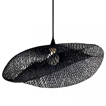 Boho asymetryczny żyrandol 19108 bambusowy do jadalni czarny