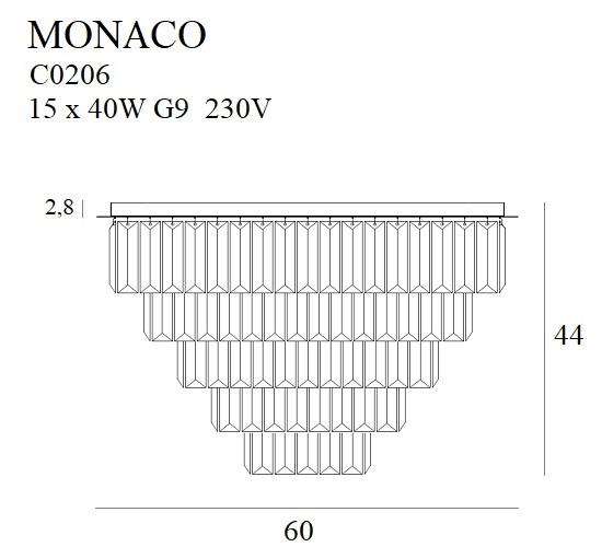 Plafon LAMPA sufitowa MONACO C0206 Maxlight kryształowa OPRAWA glamour crystal plafoniera złota przezroczysta