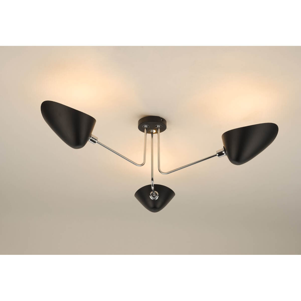 Sufitowa lampa metalowa Sebastian SEB0322 do salonu potrójna czarna