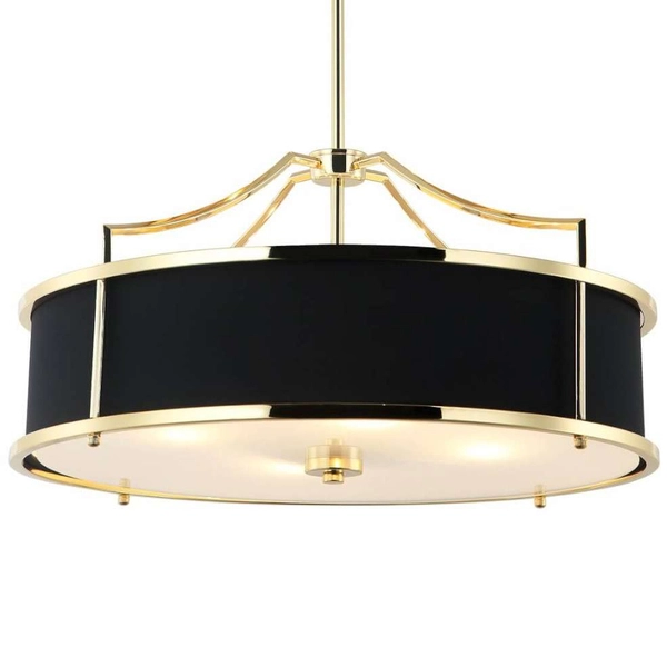 LAMPA wisząca Stanza Gold Nero M Orlicki Design okrągła OPRAWA w stylu klasycznym abażurowa czarna złota