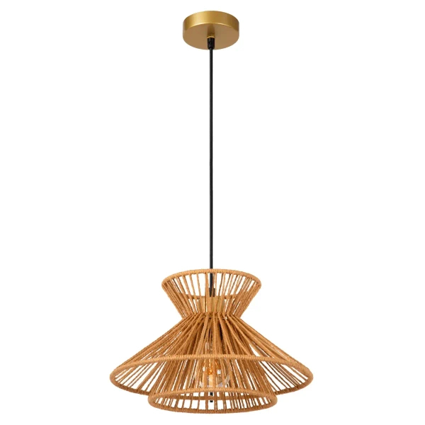 Ekologiczna lampa zwis TASMAN 10420/32/72 Lucide do salonu beżowa mosiądz