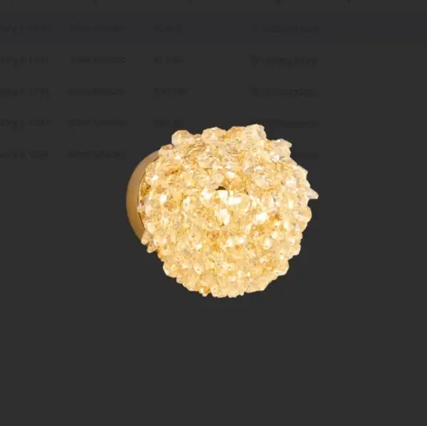 Ścienna lampa glamour RITA W0443 metalowa złota G9 dekoracyjna na ścianę kryształowa