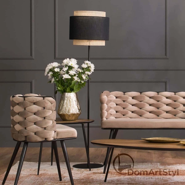 Lampa podłogowa ratanowa Boho 5568 TK Lighting ażurowa czarna słomkowa