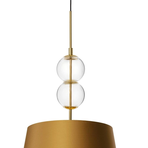 Złoty żyrandol abażurowy COCO 11101105 crystal glamour do jadalni