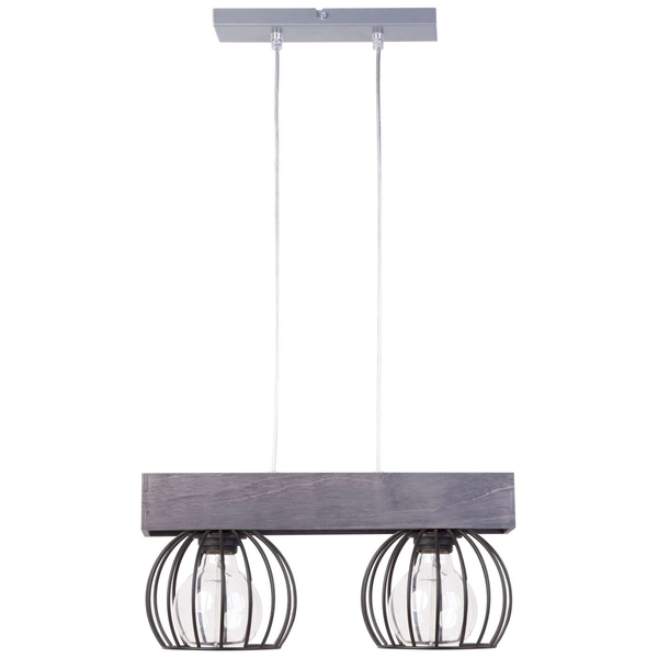 LAMPA wisząca MILAN 31572 Sigma industrialna OPRAWA metalowe klatki ZWIS na belce drewno brązowy
