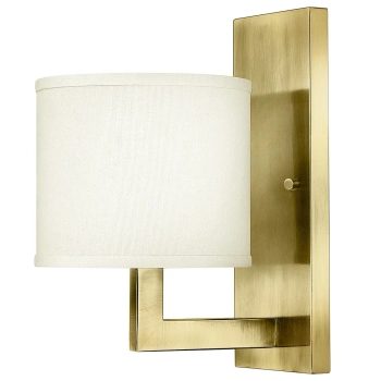 Abażurowa lampa na ścianę Hampton HK-HAMPTON1-BB mosiądz kremowy