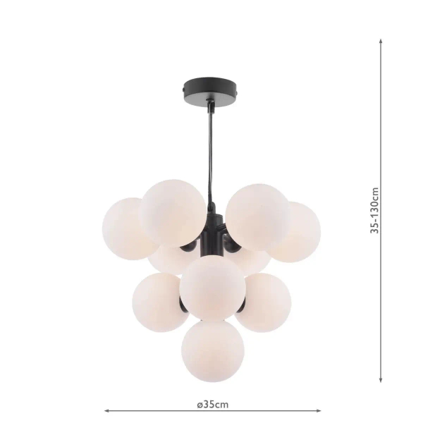 Molekułowa wisząca lampa Vine VIN2322-02 szklana biała czarny