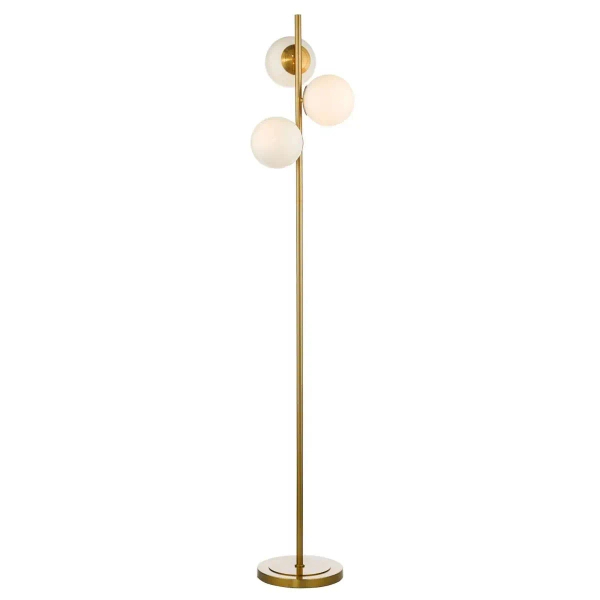 Podłogowa lampa do salonu Bombazine BOM4935 kule biała mosiądz