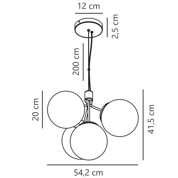 Salonowa lampa wisząca IVONA 2112153035 molekuły szklana mosiądz biały