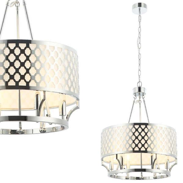 LAMPA wisząca Verno Cromo Orlicki Design metalowa OPRAWA ażurowy zwis chrom kremowy