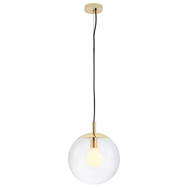 Wisząca LAMPA hygge ALUR S 10736109 Kaspa szklana OPRAWA kulisty ZWIS skandynawski kula ball złota przezroczysta