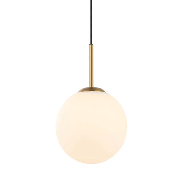 Zwisająca lampa Deore PND-5578-1S-BRO-BK Italux kula szklana biała złota czarna