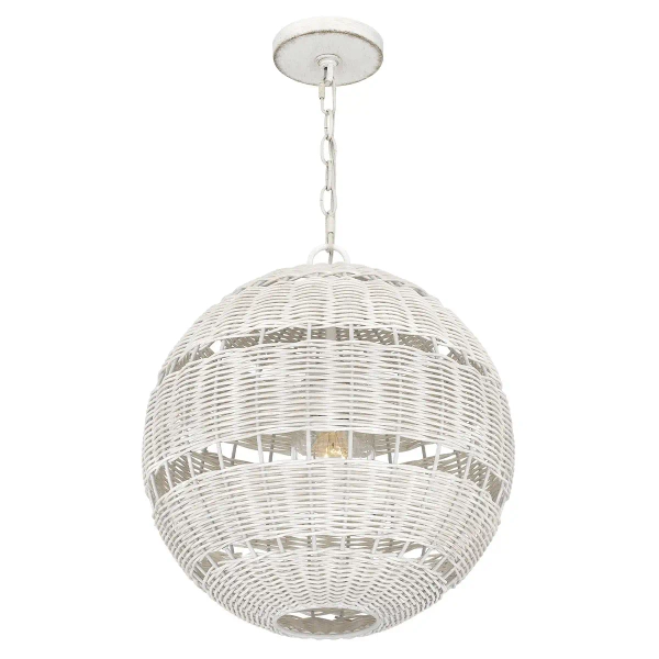 Kulista lampa wisząca Lindendale QZ-LINDENDALE-P-AWH okrągła rattan biały
