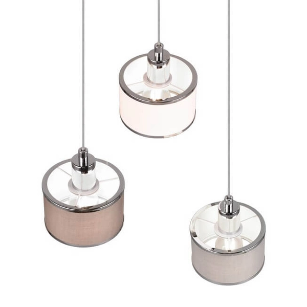 Abażurowa lampa zwieszana Karpun 311630306 do salonu srebrna