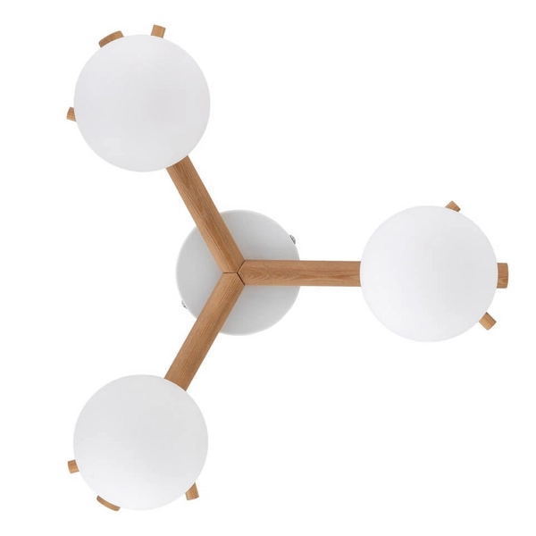 Potrójna lampa sufitowa Sheron 5308 TK Lighting kule biały drewniany