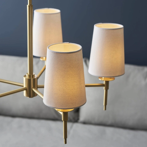 Lampa zwisowa z abażurami L&-199458 Light& metalowa biała złota