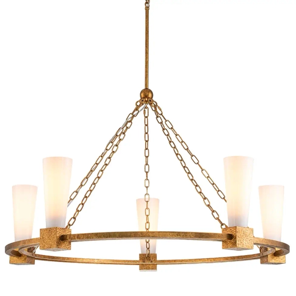 Lampa wisząca ring Kristy KRISTY5-DG-OPAL tubki na łańcuchu złota
