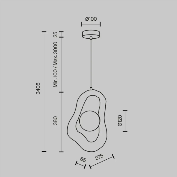 Wisząca modernistyczna lampa Opus MOD380PL-01GR nad stół do jadalni szara
