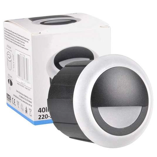 Podtynkowa LAMPA schodowa Q4 LED 313706 Polux metalowa OPRAWA okrągła LED 3W 4000K wpuszczana IP44 grafitowa