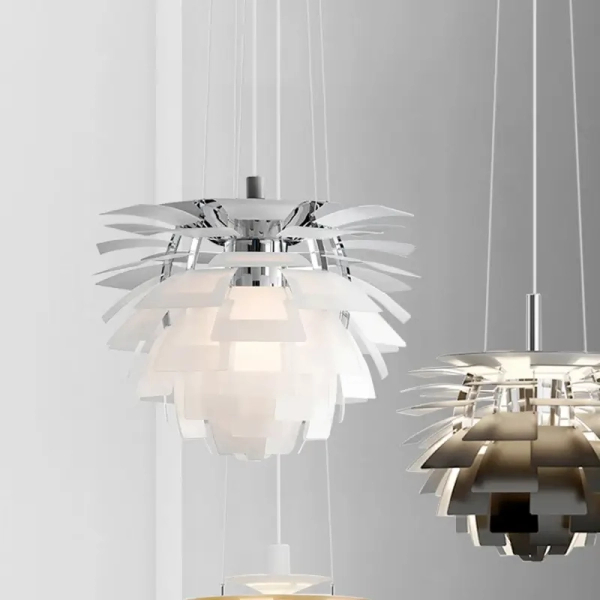 Metalowa lampa wisząca nad stół Prospettiva ABR-LW-PRO-60-B szyszka biała