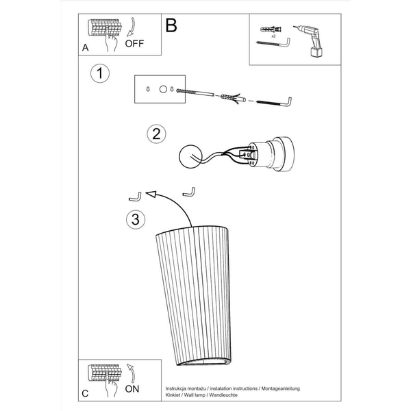 Salonowa lampa ścienna SL.0838 ceramiczny kinkiet biały