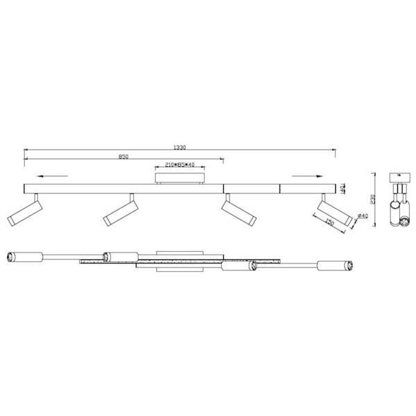 Sufitowa lampa z pilotem ZENO 648310580 LED 12+22W 2700-6500K czarne złote