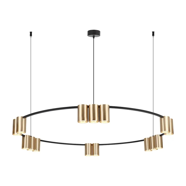 Pierścieniowa lampa wisząca GENESIS ML0378 tubki złote czarne