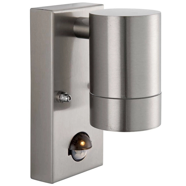 Lampa na elewację z czujnikiem ruchu Palin PIR 101351 tuba IP65 srebrna