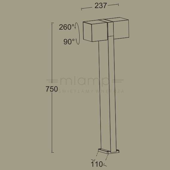 Stojąca lampa CUBA 7193801118 prostokątna LED 23W 3000K słupek IP54 szary