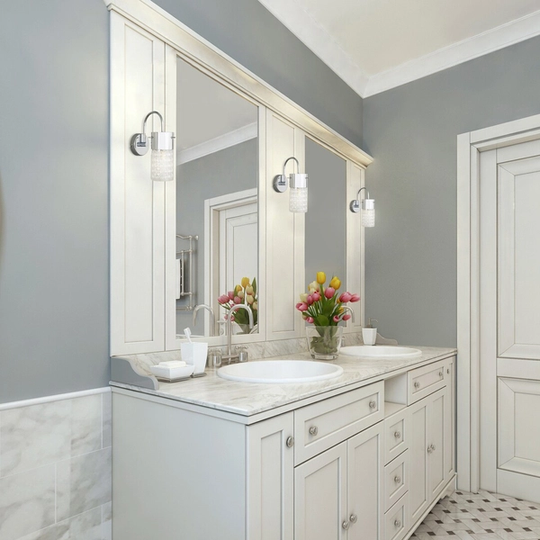 Glamour lampa ścienna Niagara szklany kinkiet z kryształkami chrom