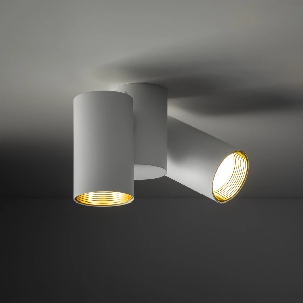 Natynkowa lampa kierunkowa Amis 10975 tubki metalowe białe złote