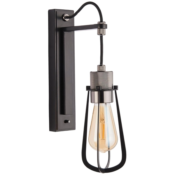 Loftowa lampa ścienna L&-180950 Light& do sypialni czarna chrom