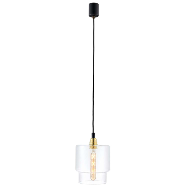 Loftowa LAMPA wisząca LONGIS 10874105 Kaspa szklana OPRAWA skandynawski ZWIS okrągły złoty przezroczysty czarny
