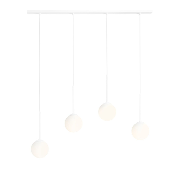 Wisząca lampa biała Bosso 1087L Aldex salonowy zwis balls na listwie