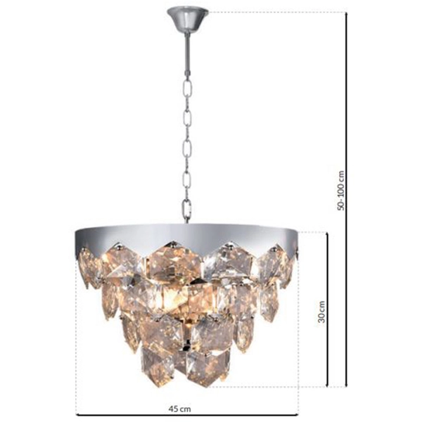 Pałacowa LAMPA wisząca GRACE ML5993 Milagro kryształowa OPRAWA okrągły ZWIS na łańcuchu chrom