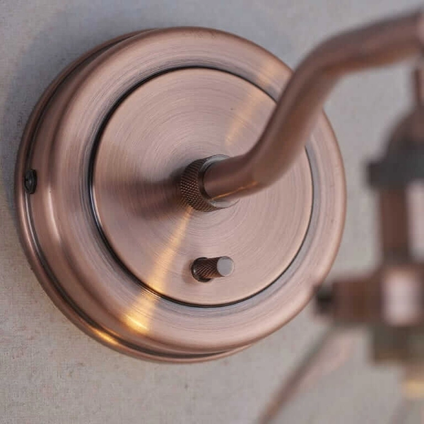 Antyczny kinkiet ścienny metal szkło miedź przezroczysty Hansen OUTLET