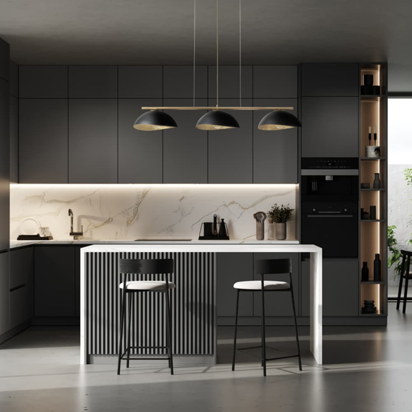 Lampa wisząca nad wyspę kuchenną z żywicy Solar 40573 Sigma czarna złota