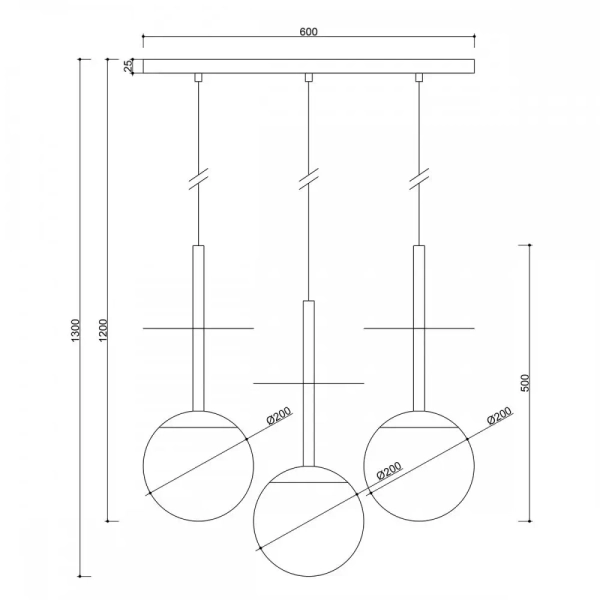 Wisząca lampa potrójna PLAAT A 3L PLL322P0 kule do salonu czarne białe