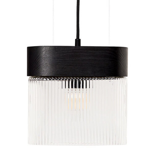 Drewniana lampa wisząca Flumina FLA132P0 ryflowana czarna