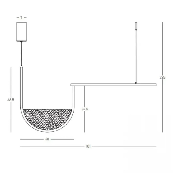 Salonowa wisząca lampa 23170 LED 35W 3000-4000k półpierścień czarny