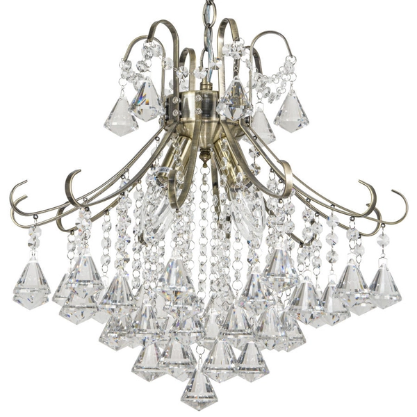 LAMPA wisząca 6248/4 21QG+TR Elem kryształowa OPRAWA żyrandol na łańcuchu zwis mosiądz przezroczysty